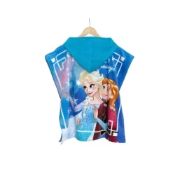 Accappatoio Poncho Princess Frozen Disney Spugna - Taglia Unica S529 -Disney accappatoio poncho disney frozen azzurro retro 1