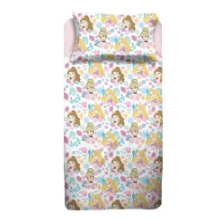 Completo Lenzuola In Flanella Princess Disney Per Letto Singolo J973