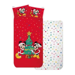 Completo Lenzuola Topolino&Minnie Christmas Disney Per Letto Singolo J289