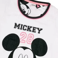 Pigiama Bambina/ragazza Estivo Topolino Disney In Cotone 54392 Z050 -Disney pigiama da bambina ragazza topolino disney 54392 bianco particolare 6