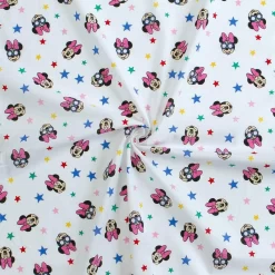 Tessuto Cotone Al Metro Minnie Disney Altezza 150 Cm Bianco W333
